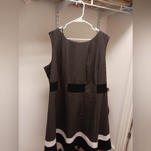 Gray, Black and White Calvin Knee Length Klein Dress